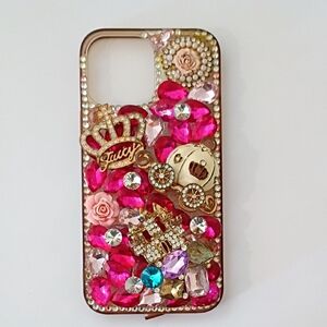 Juicy Couture Pink and Gold Embellished Phone Case